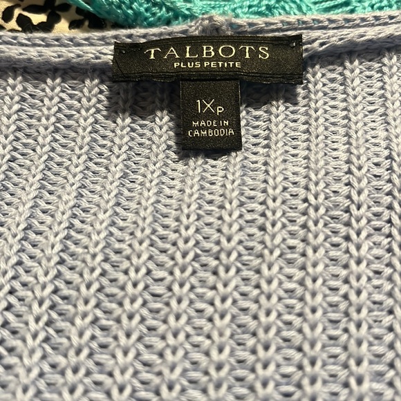 Talbots long sleeve v-neck periwinkle sweater chic details throughout - Picture 4 of 6